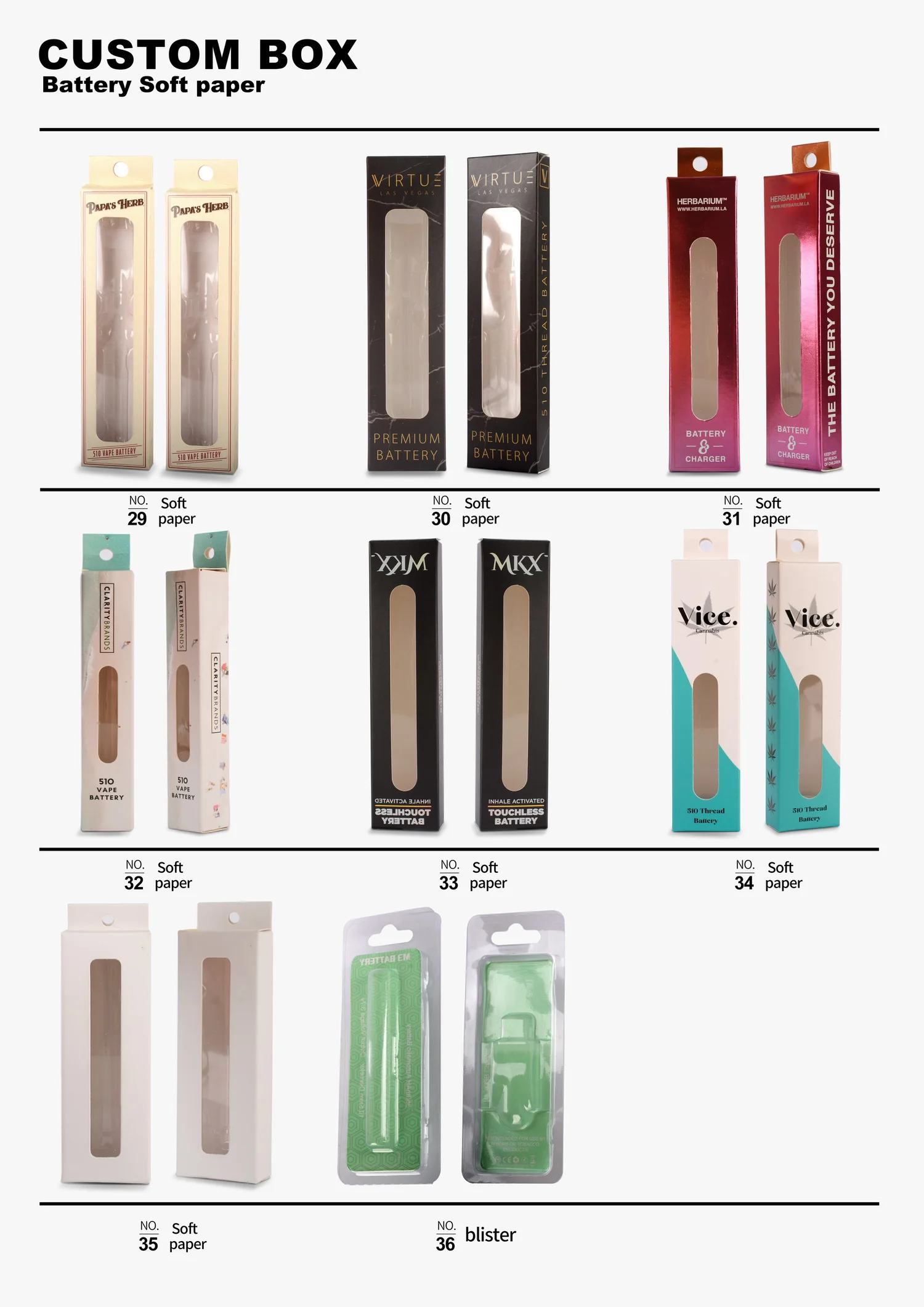 Custom battery in soft-paper packaging